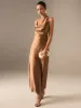 Satin Halter-Neck Backless Maxi Dress sold by COMMENSE