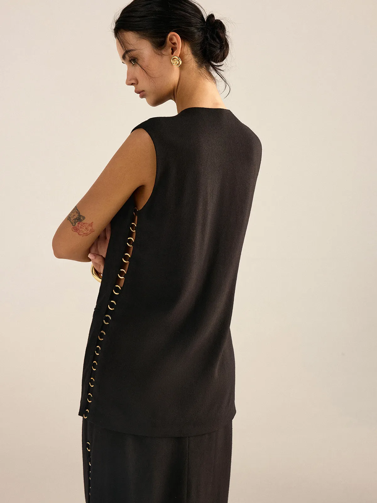 Metal Eyelet Detail Sleeveless Vest sold by COMMENSE product image thumbnail 4