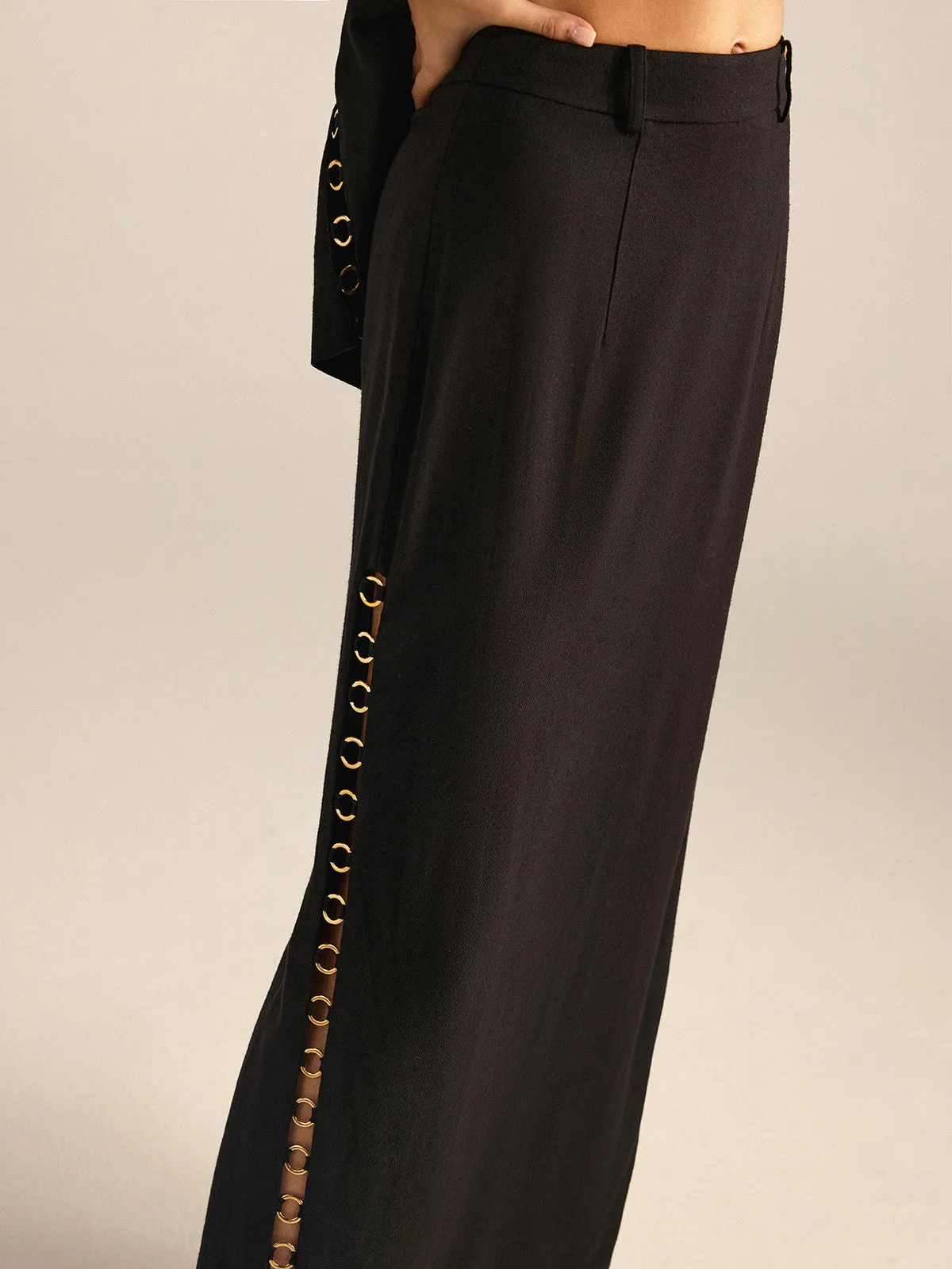 Metal Eyelet Detail Maxi Skirt sold by COMMENSE product image thumbnail 5