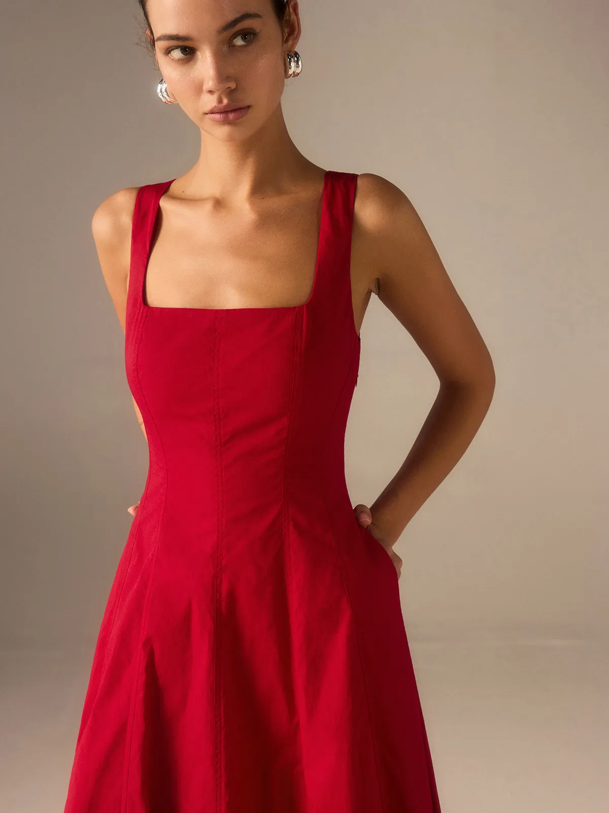 Cotton Maxi Dress with Lace-Up Back sold by COMMENSE product image thumbnail 4