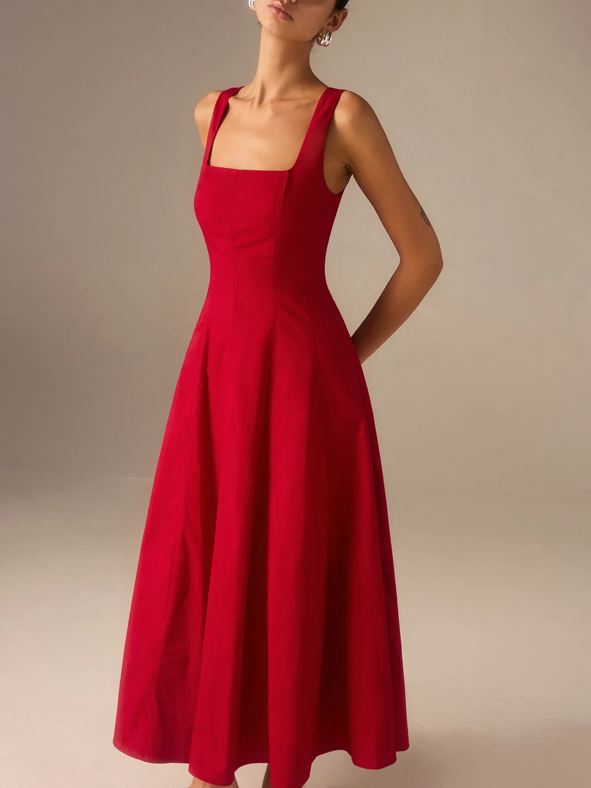 Cotton Maxi Dress with Lace-Up Back sold by COMMENSE product image thumbnail 5