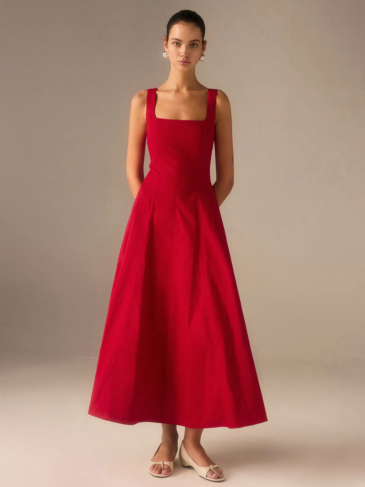 Cotton Maxi Dress with Lace-Up Back sold by COMMENSE product image thumbnail 3