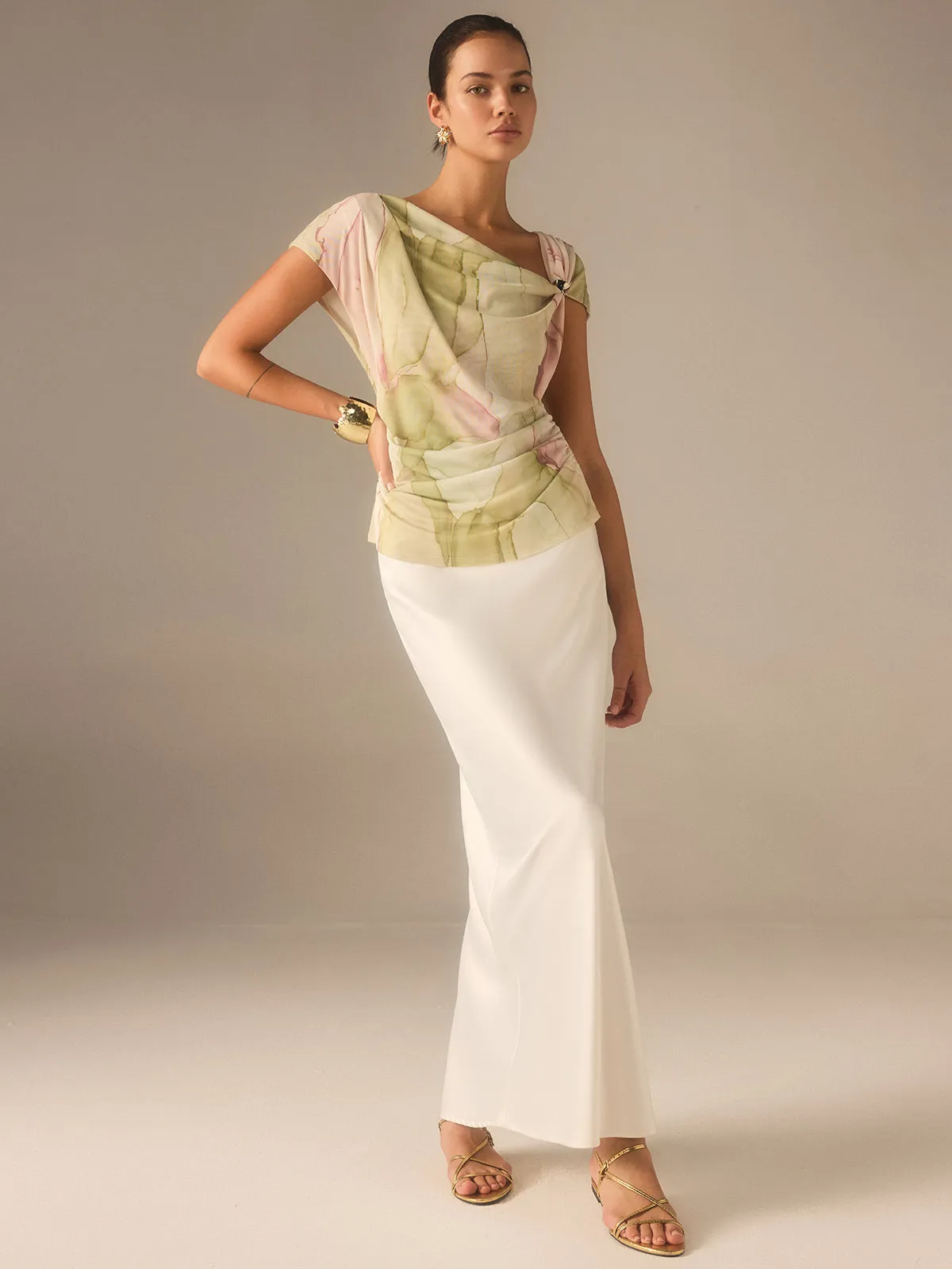 Print Asymmetric Neckline Top sold by COMMENSE product image thumbnail 5