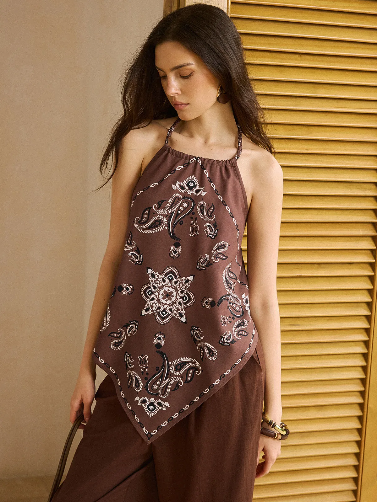 Boho Print Halter Neck Backless Top sold by COMMENSE product image thumbnail 5