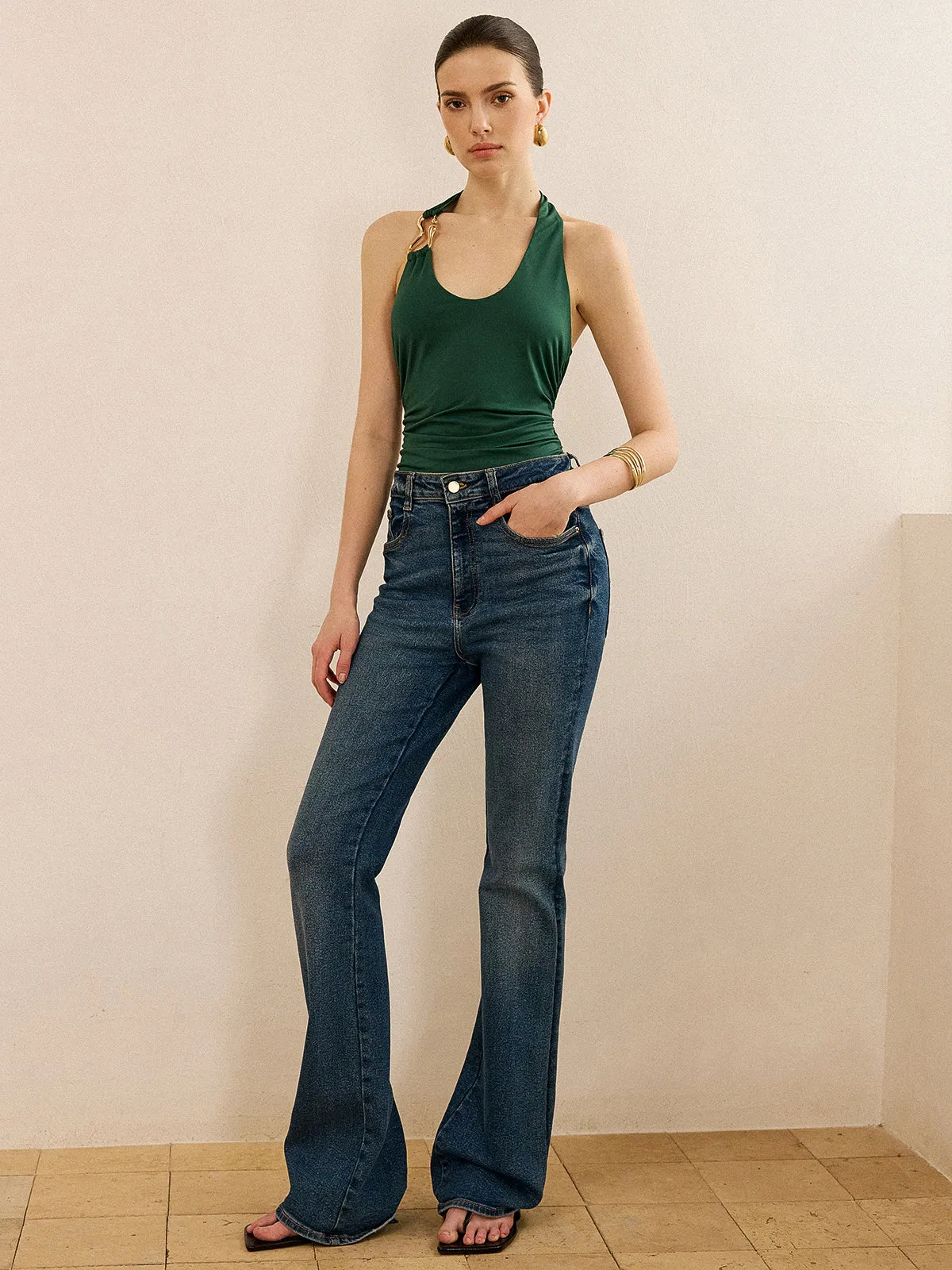 Metal Detailed Halter Neck Backless Top sold by COMMENSE product image thumbnail 3