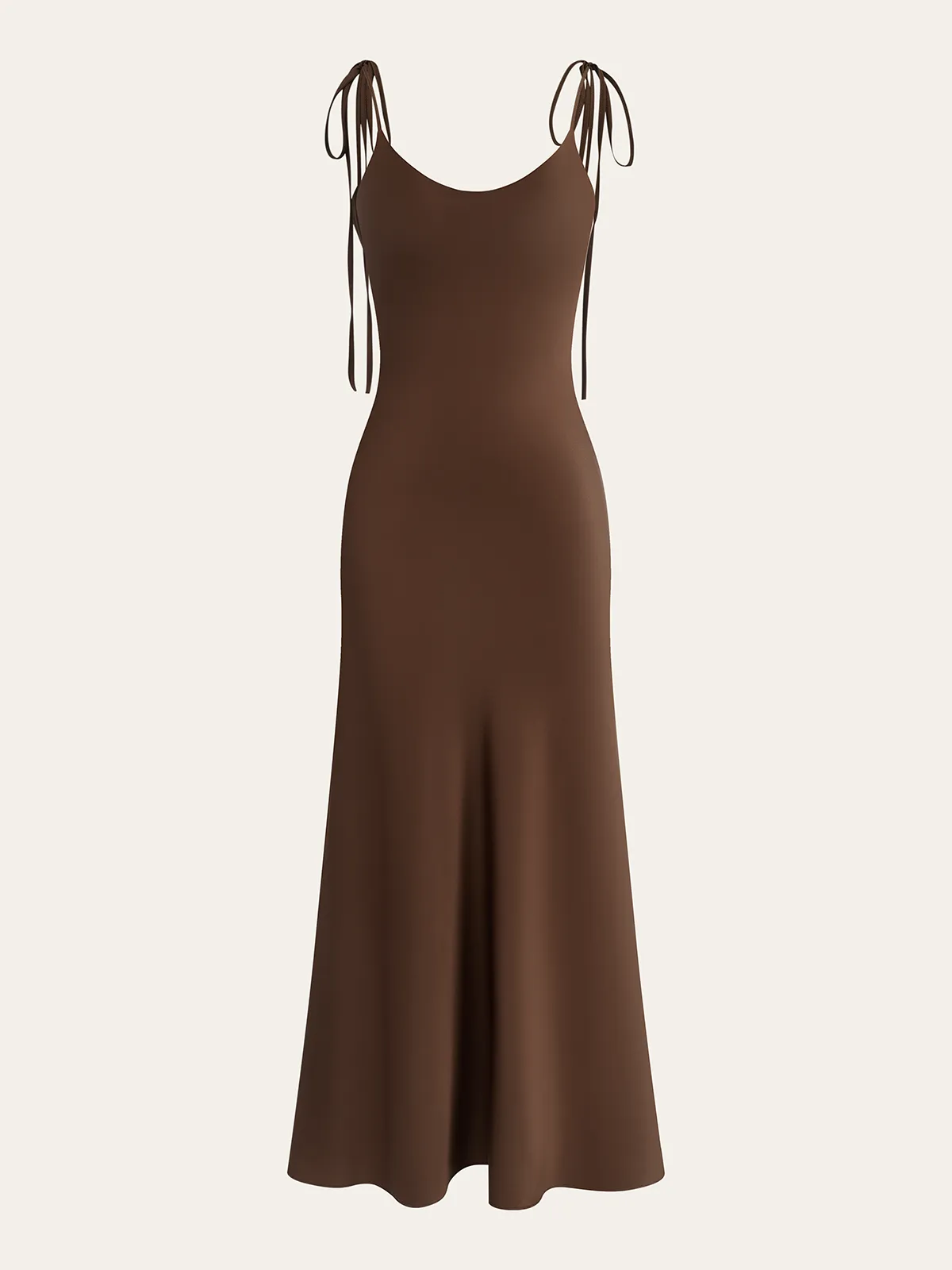 Satin Strappy Maxi Dress with Bow-Tied Back sold by COMMENSE