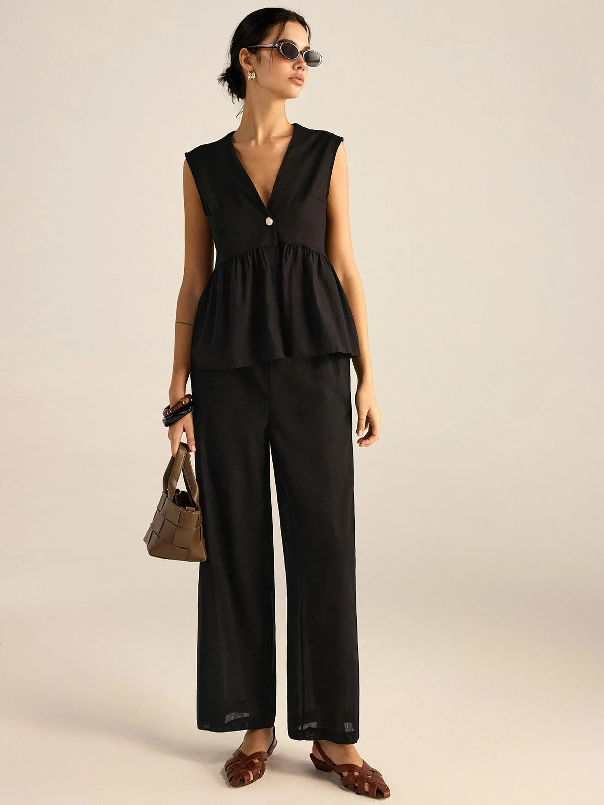 Ruffled Vest Pants Set sold by COMMENSE