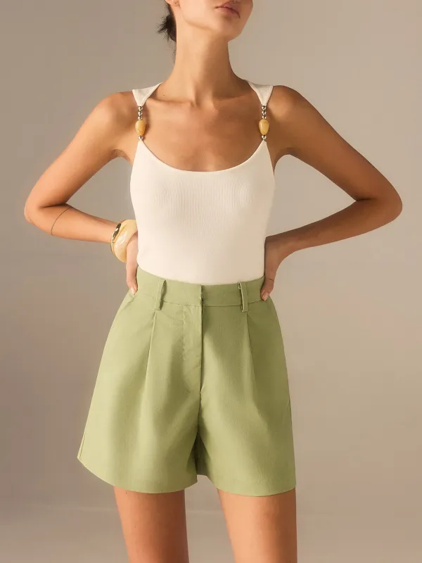 Linen&Cotton Pocketed Shorts sold by COMMENSE