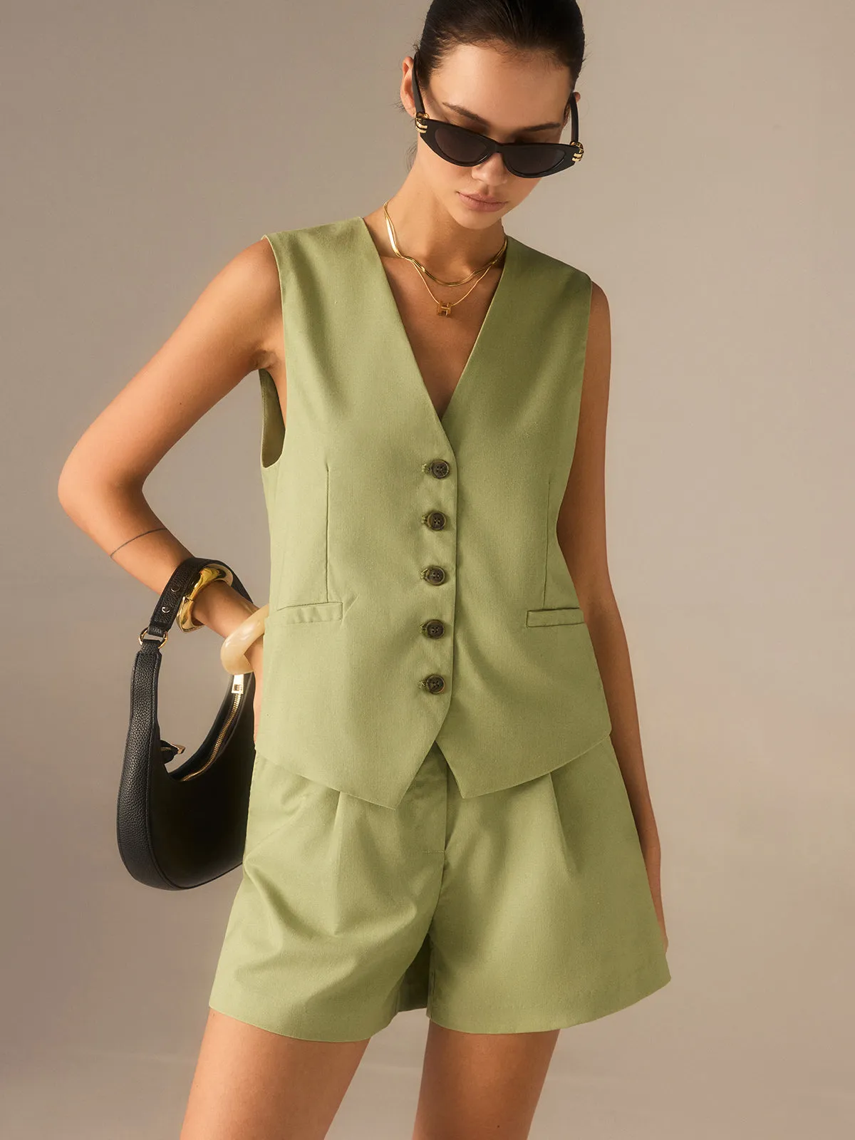 Linen & Cotton Buttoned Vest sold by COMMENSE product image thumbnail 4