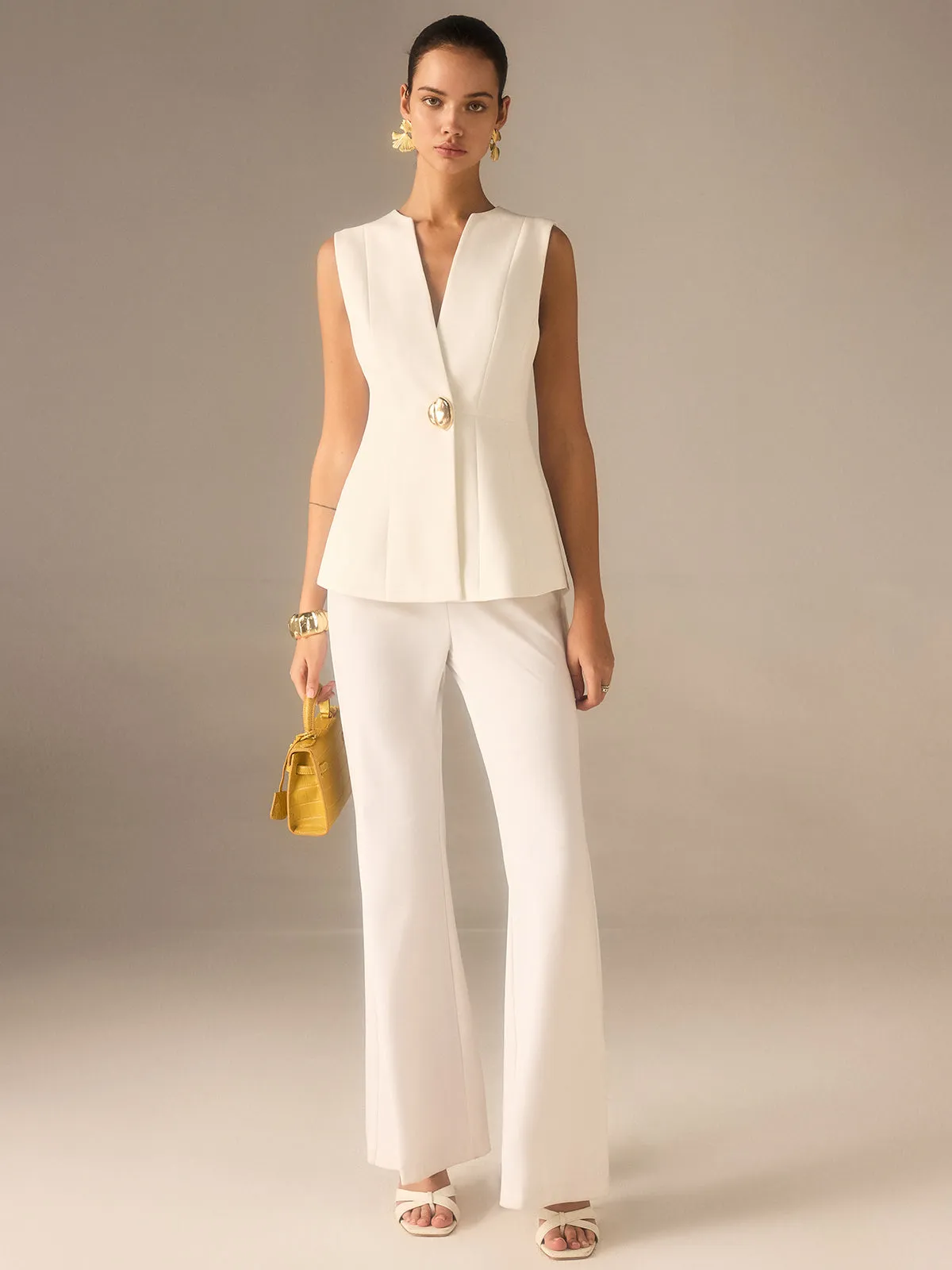 Single Button V-Neck Vest sold by COMMENSE product image thumbnail 3