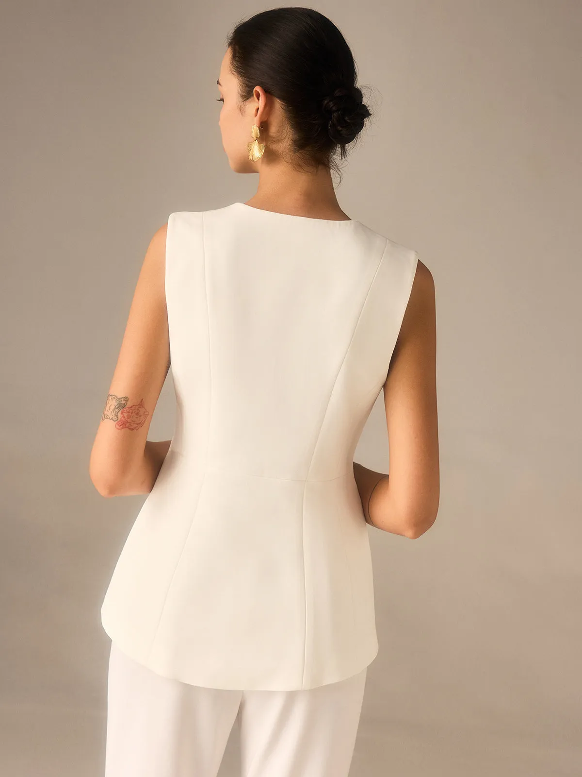 Single Button V-Neck Vest sold by COMMENSE product image thumbnail 5