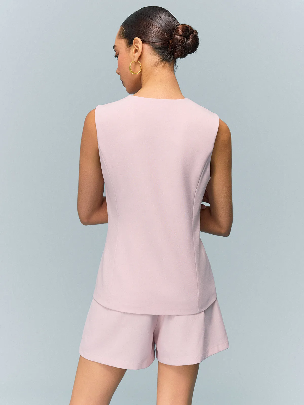 V-Neck Buttoned Vest with Shorts Set sold by COMMENSE product image thumbnail 5