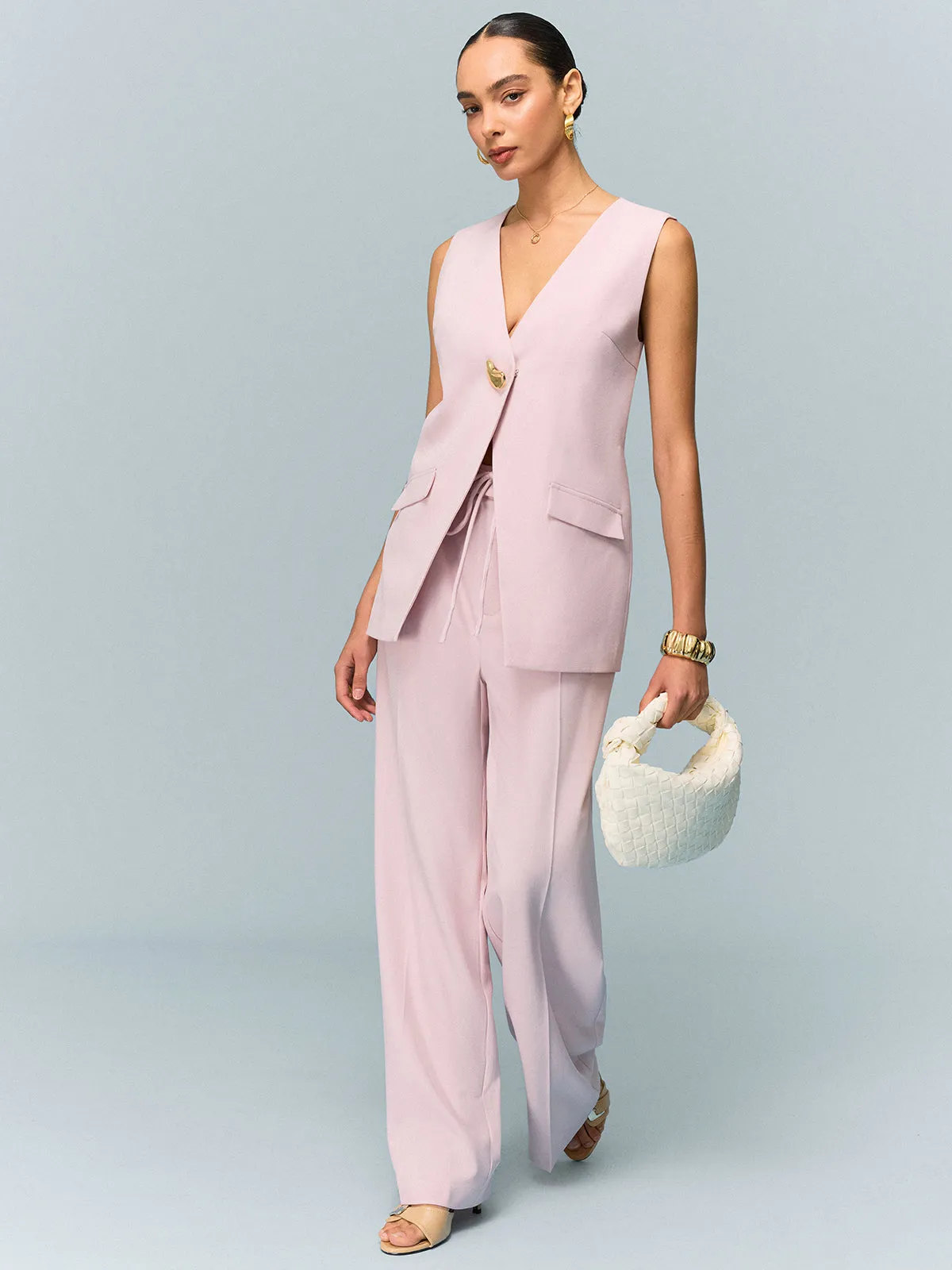 Mid-Waisted Wide-Leg Pants with Tie Detail sold by COMMENSE product image thumbnail 5