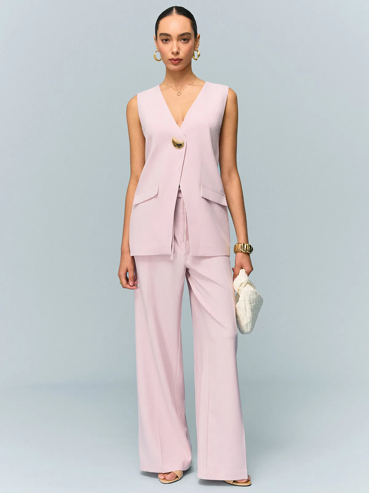 Mid-Waisted Wide-Leg Pants with Tie Detail sold by COMMENSE product image thumbnail 2