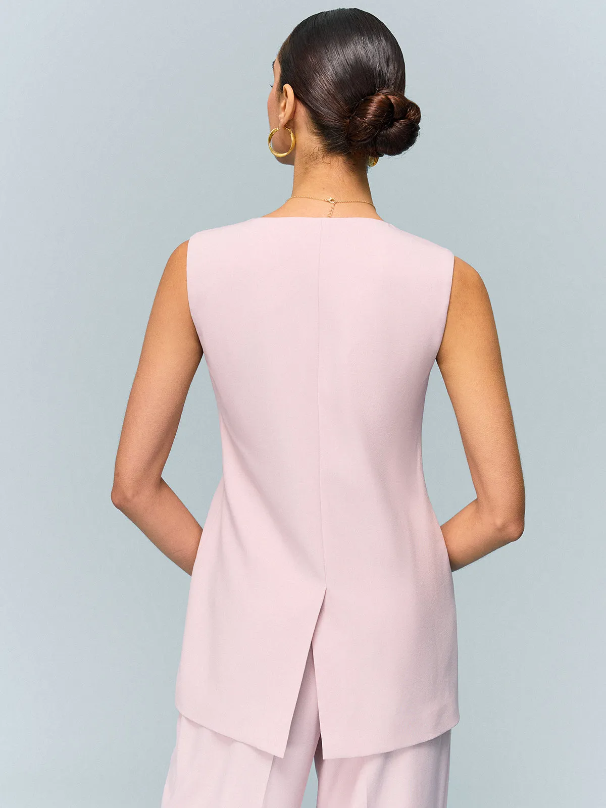 V-Neck Buttoned Detail Vest sold by COMMENSE product image thumbnail 4