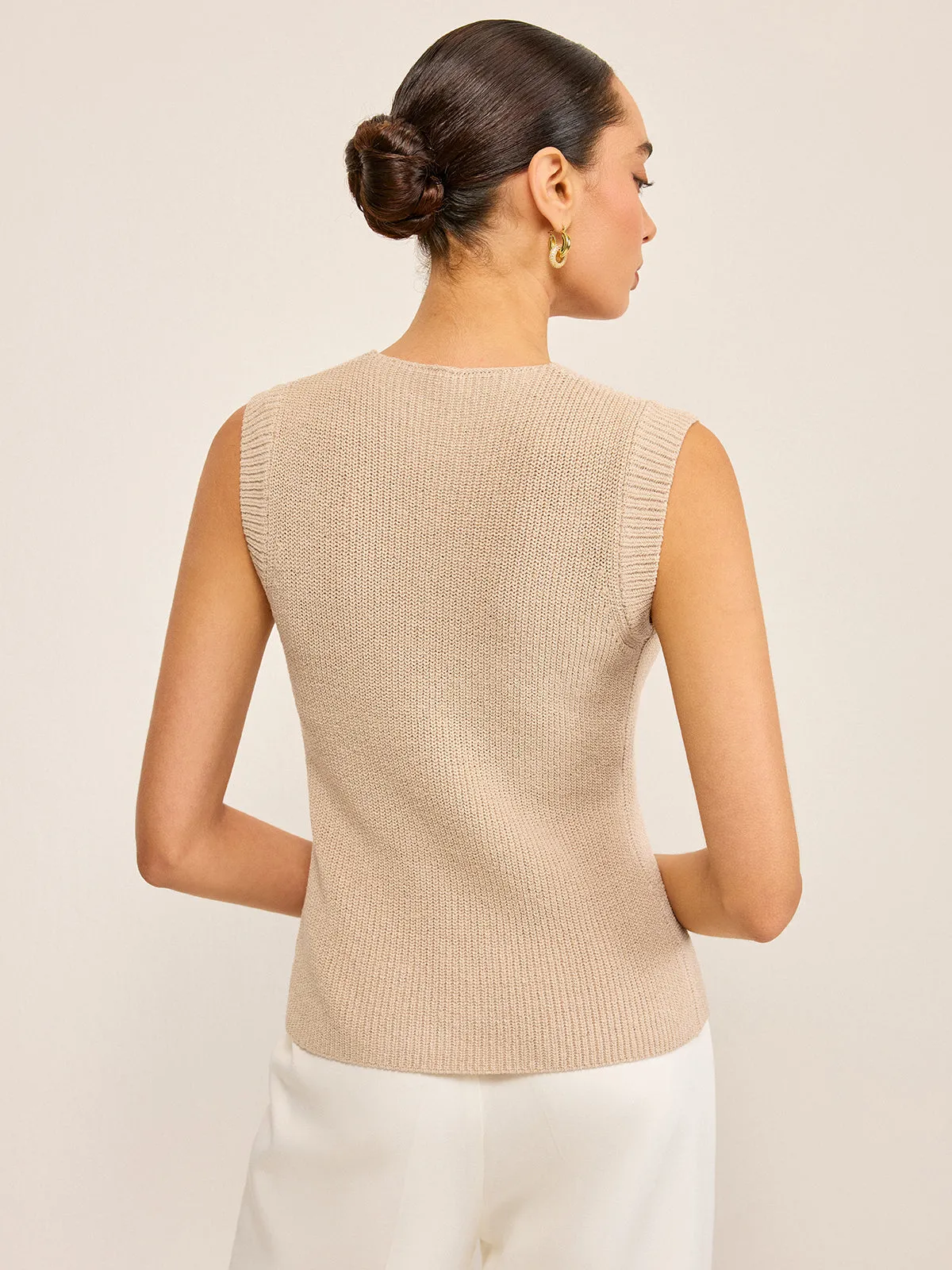 Knitted V-Neck Buttoned Vest sold by COMMENSE product image thumbnail 4