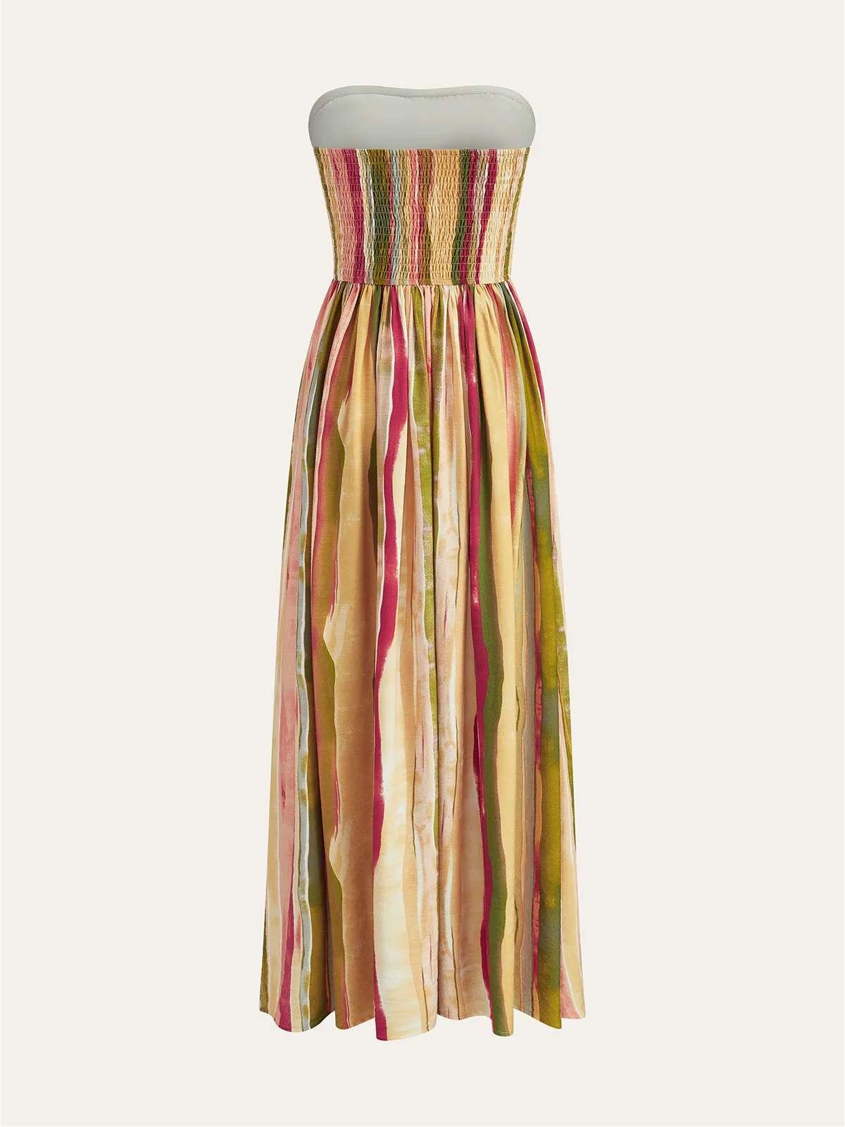 Colorful Striped Strapless Cotton Maxi Dress sold by COMMENSE product image thumbnail 5