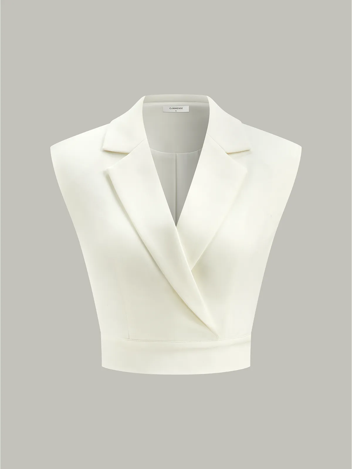 Cropped Wide-Shoulder Waist-Cinching Blazer Vest sold by COMMENSE