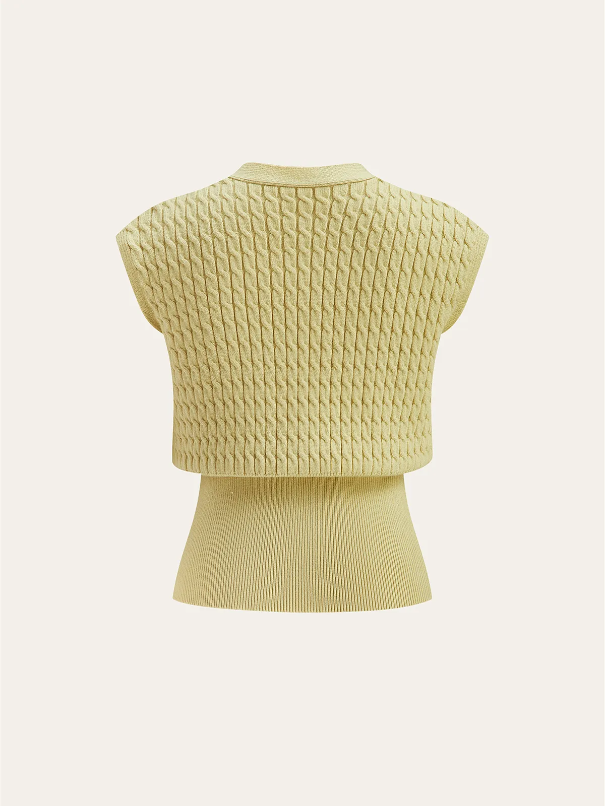 Metal Button Cable Knit Waist-Cinching Vest sold by COMMENSE product image thumbnail 4