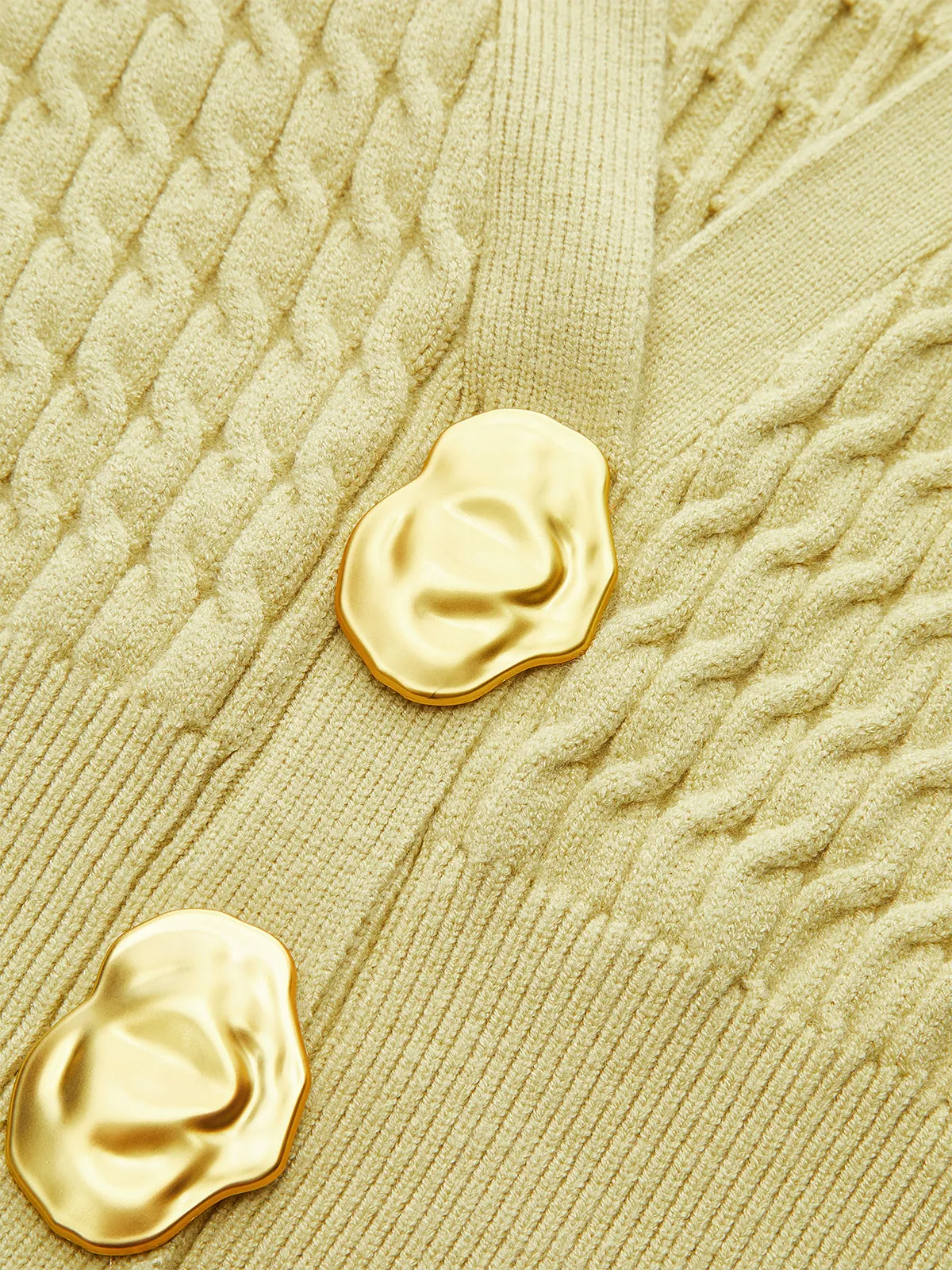 Metal Button Cable Knit Waist-Cinching Vest sold by COMMENSE product image thumbnail 2