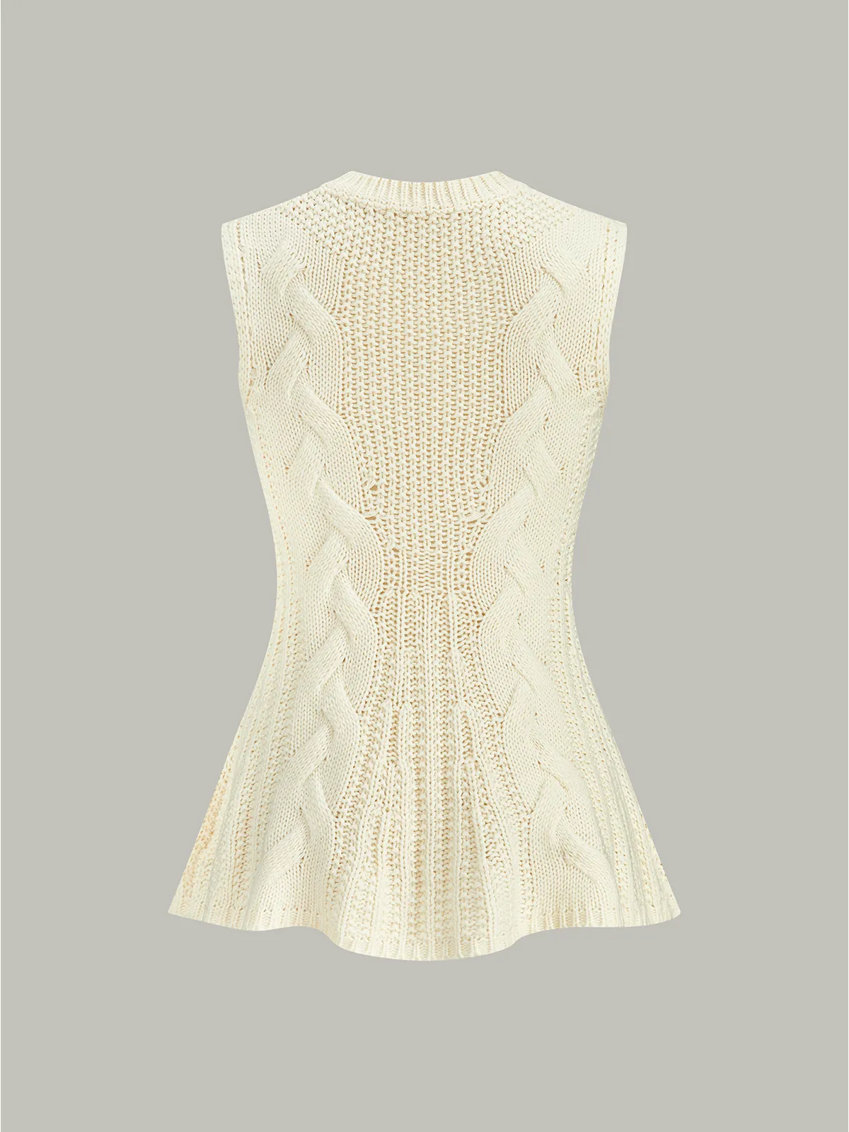 Cable Knit Sleeveless Peplum Top sold by COMMENSE product image thumbnail 3