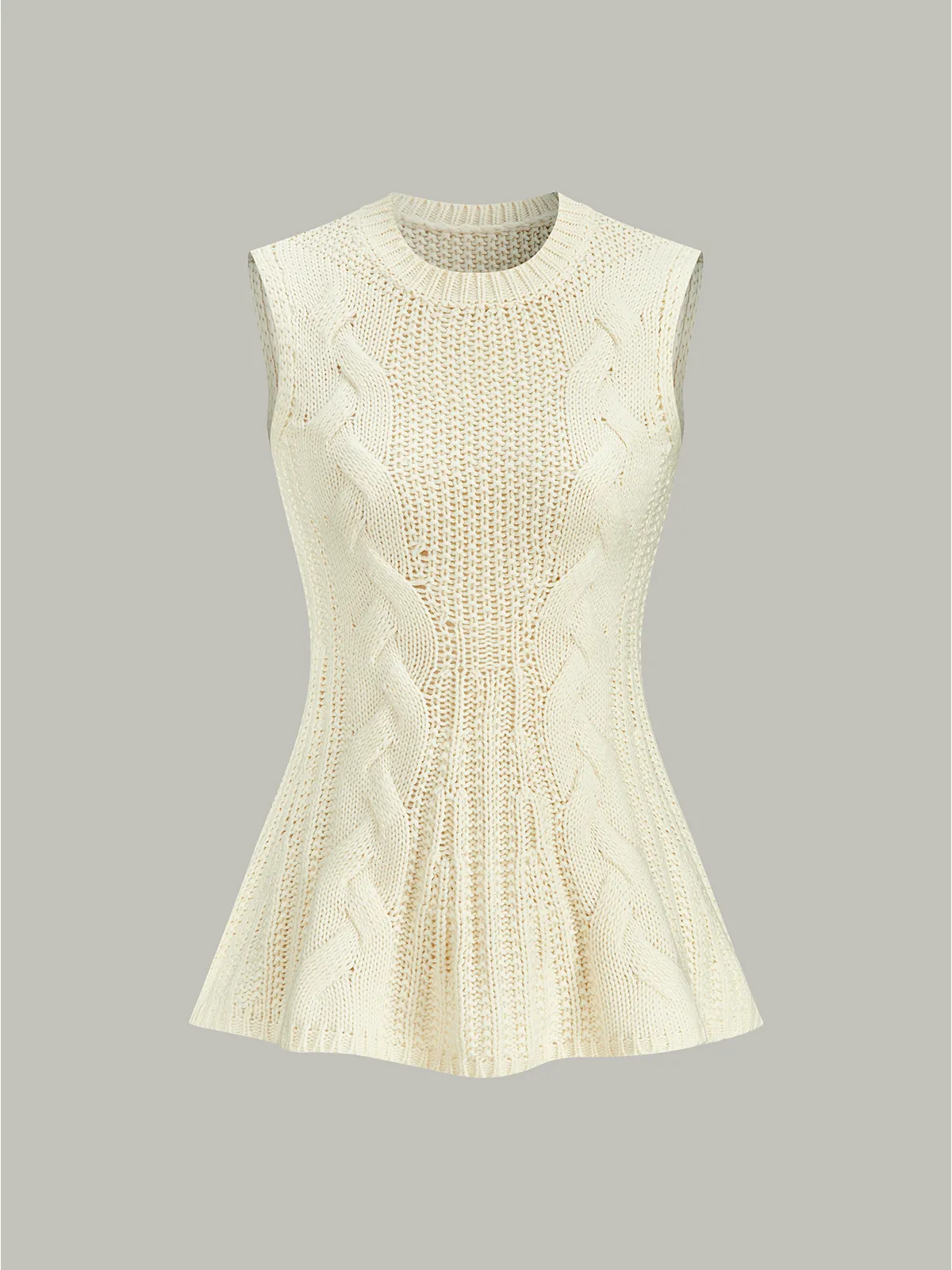 Cable Knit Sleeveless Peplum Top sold by COMMENSE product image thumbnail 2