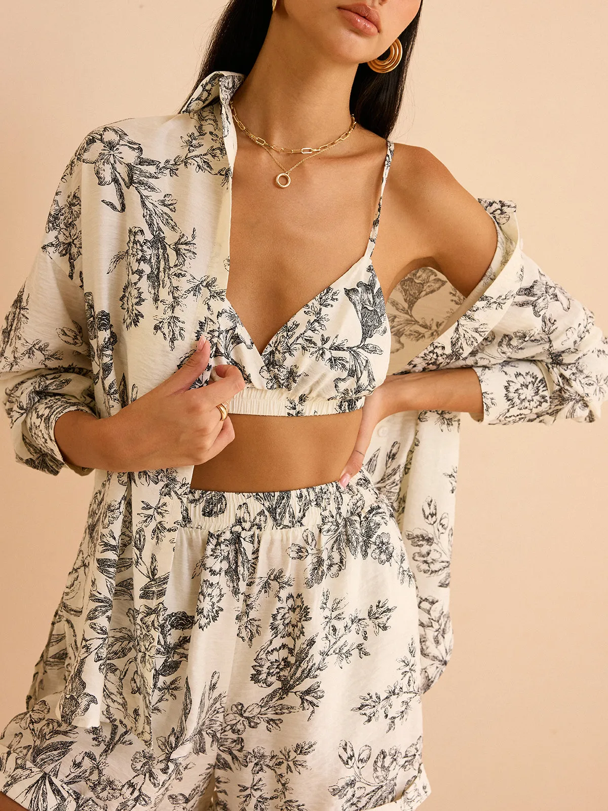 Floral Print Three-Piece Set sold by COMMENSE product image thumbnail 2