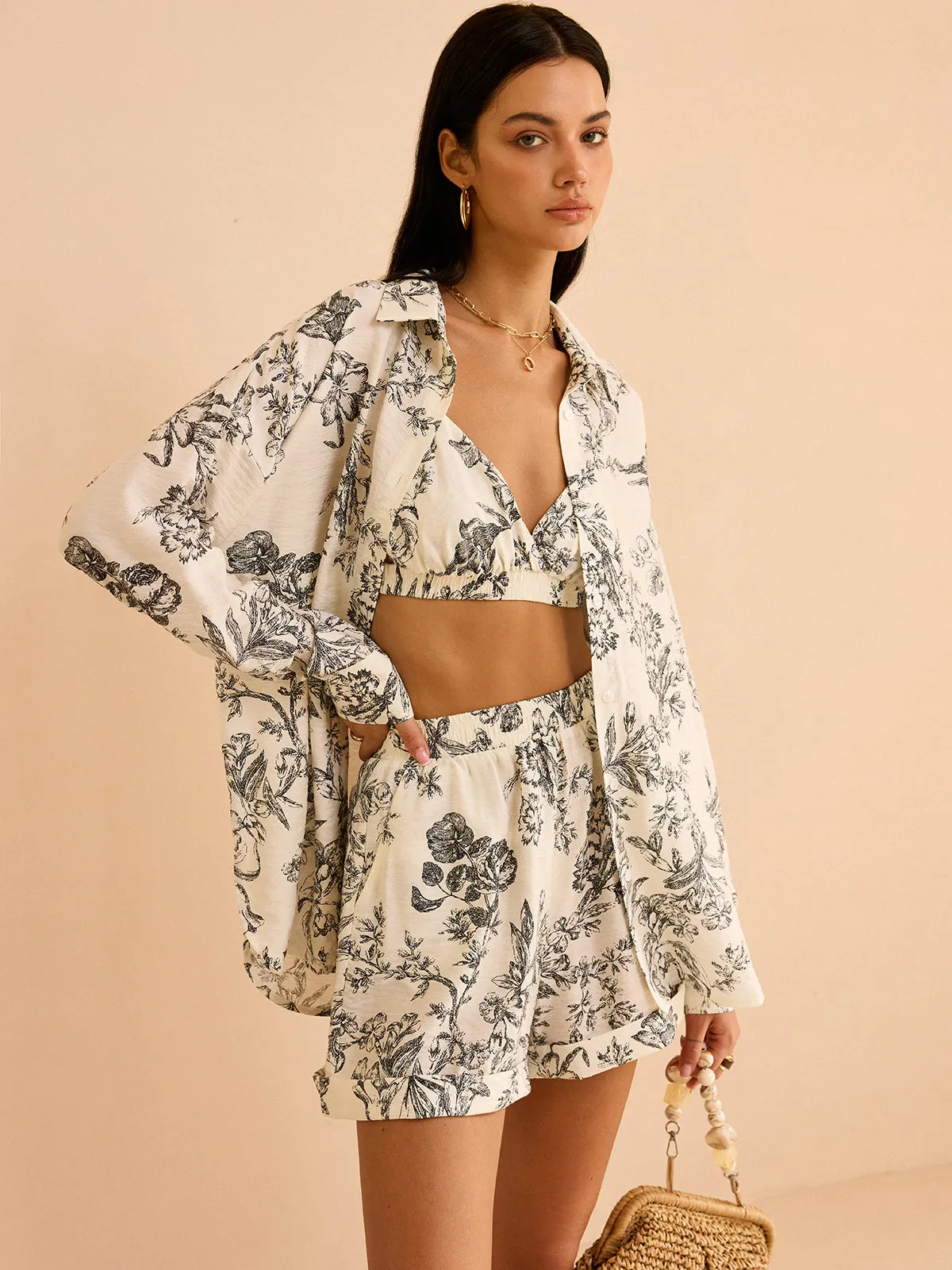 Floral Print Three-Piece Set sold by COMMENSE