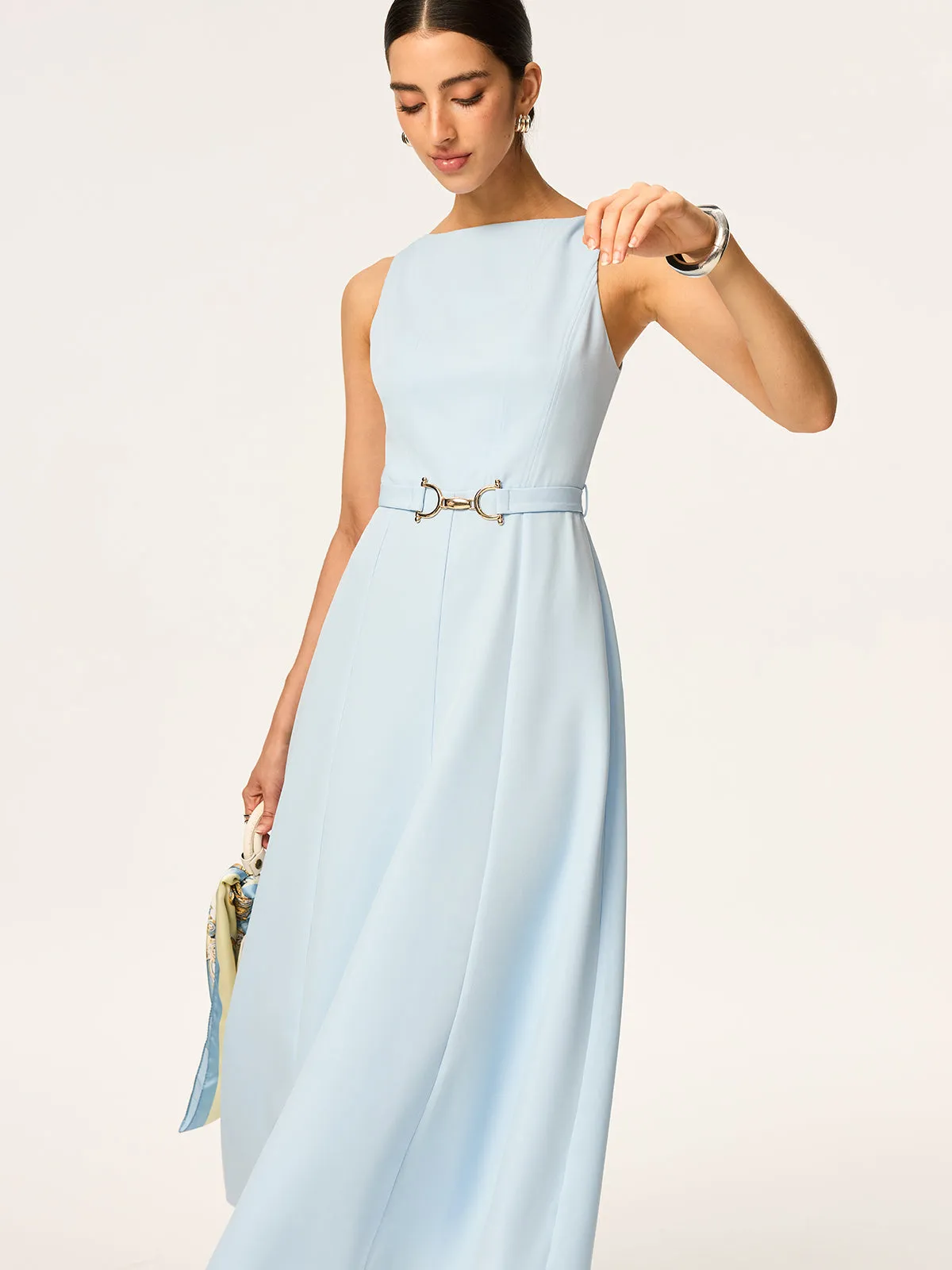 Belted Sleeveless Midi Dress sold by COMMENSE product image thumbnail 3