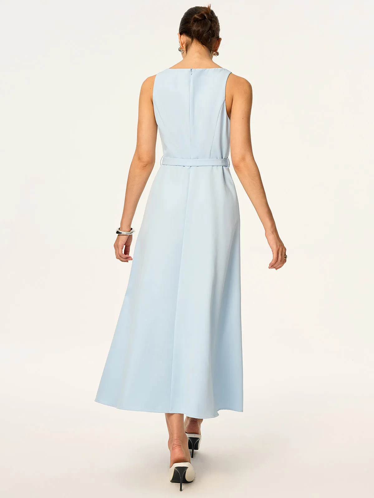 Belted Sleeveless Midi Dress sold by COMMENSE product image thumbnail 5