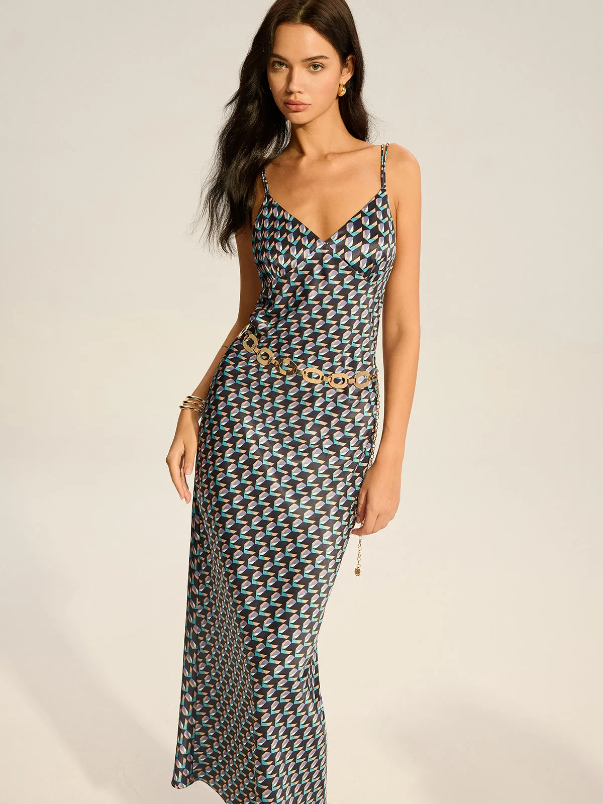 Vintage Print Spaghetti Strap Maxi Dress sold by COMMENSE product image thumbnail 2