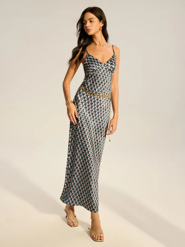 Vintage Print Spaghetti Strap Maxi Dress sold by COMMENSE