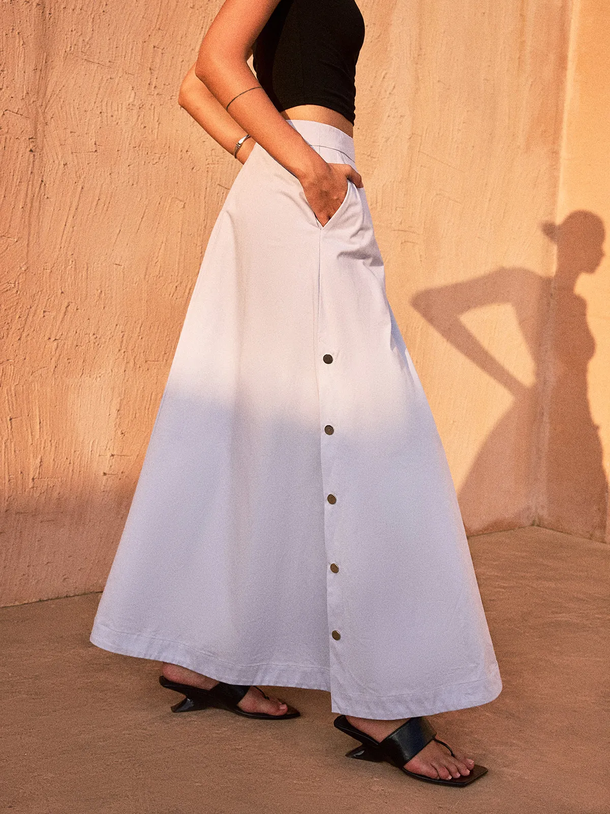 Button-Down Maxi Skirt sold by COMMENSE