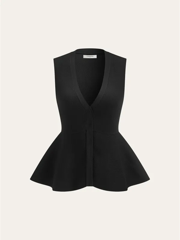 Knitted Peplum Vest Cardigan sold by COMMENSE