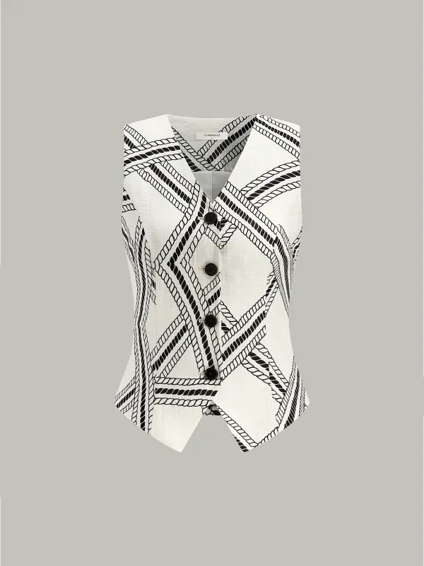 Rope-Pattern Print Vest sold by COMMENSE