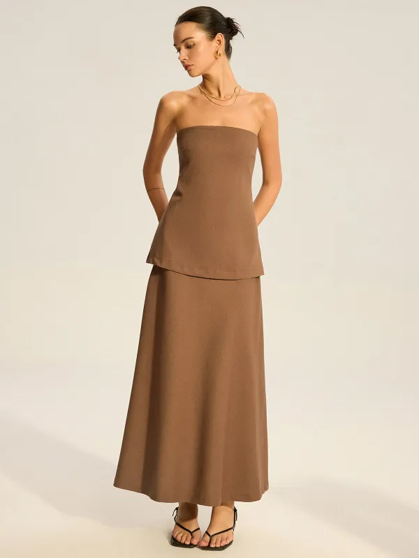 Strapless Layered Maxi Dress sold by COMMENSE