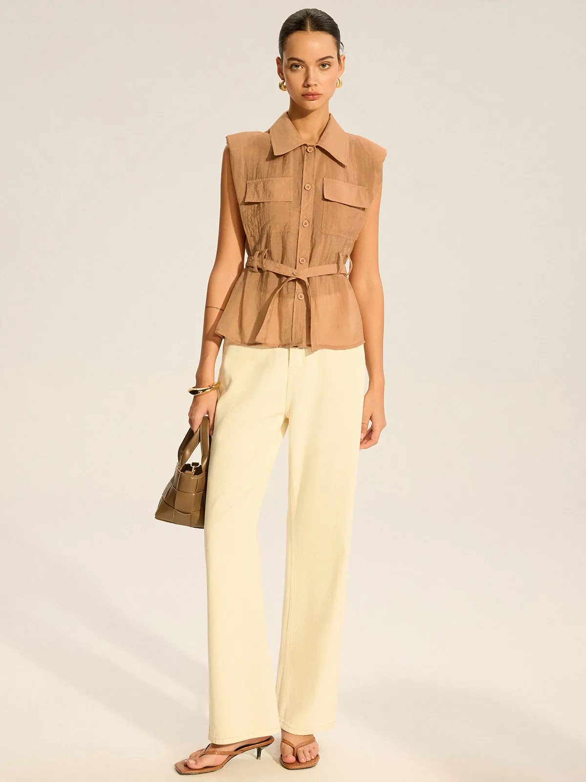 Belted Sleeveless Blouse sold by COMMENSE product image thumbnail 2