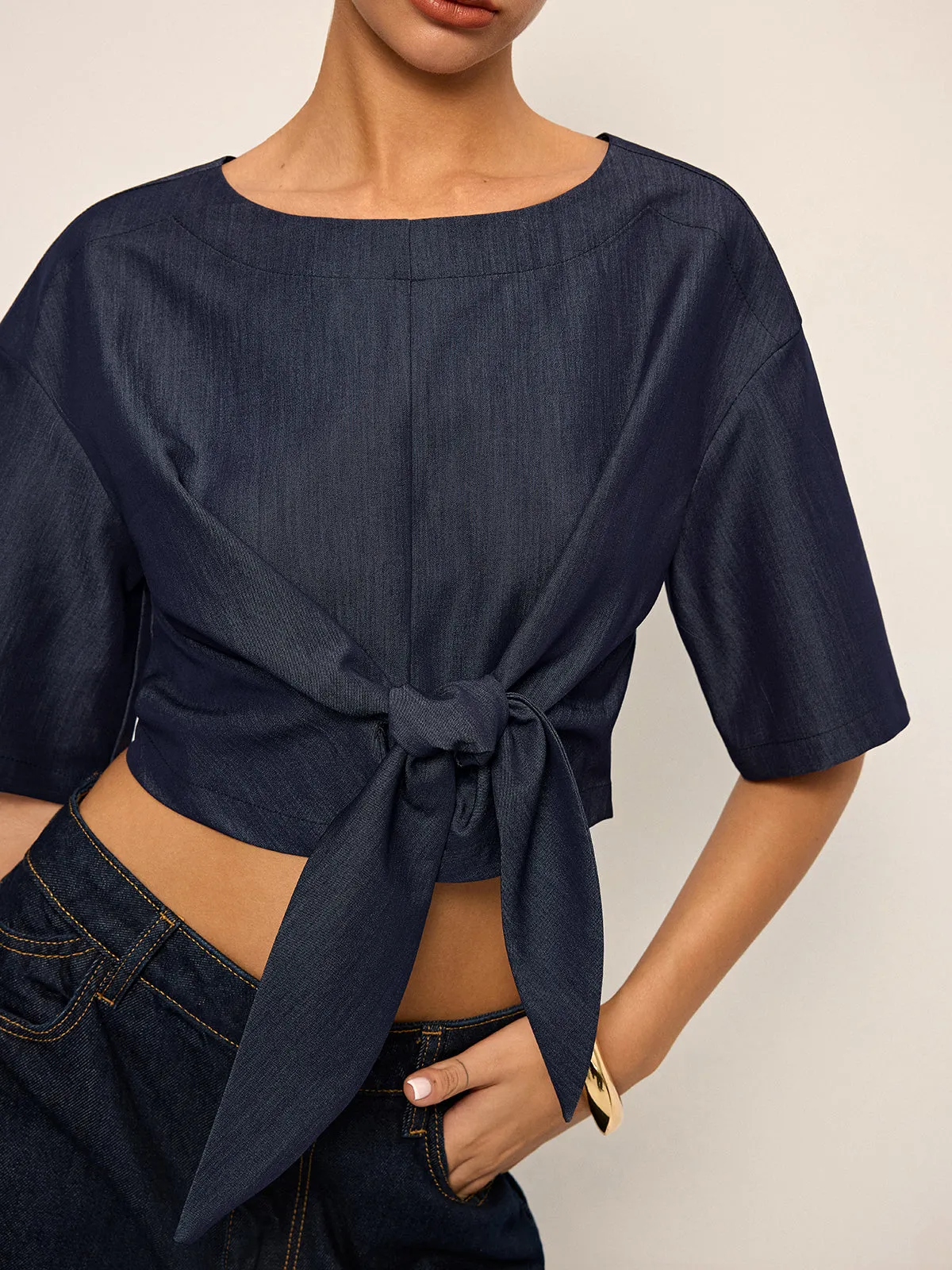 Tie-Front Crop Top sold by COMMENSE product image thumbnail 2