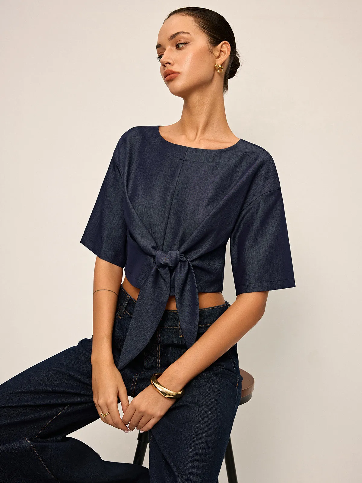 Tie-Front Crop Top sold by COMMENSE product image thumbnail 4