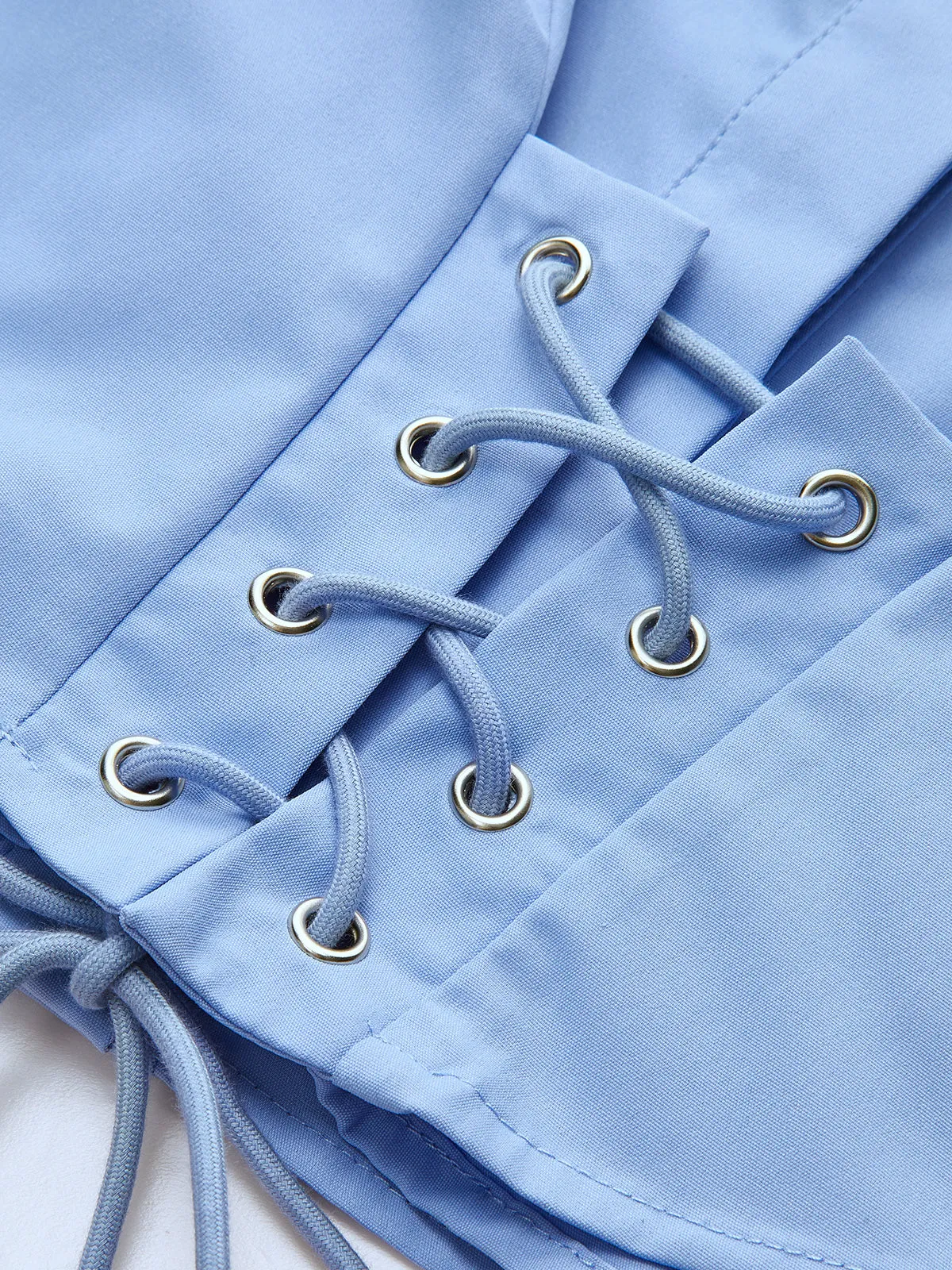 Lace-Up Waist Flare Sleeve Cropped Blouse sold by COMMENSE product image thumbnail 3