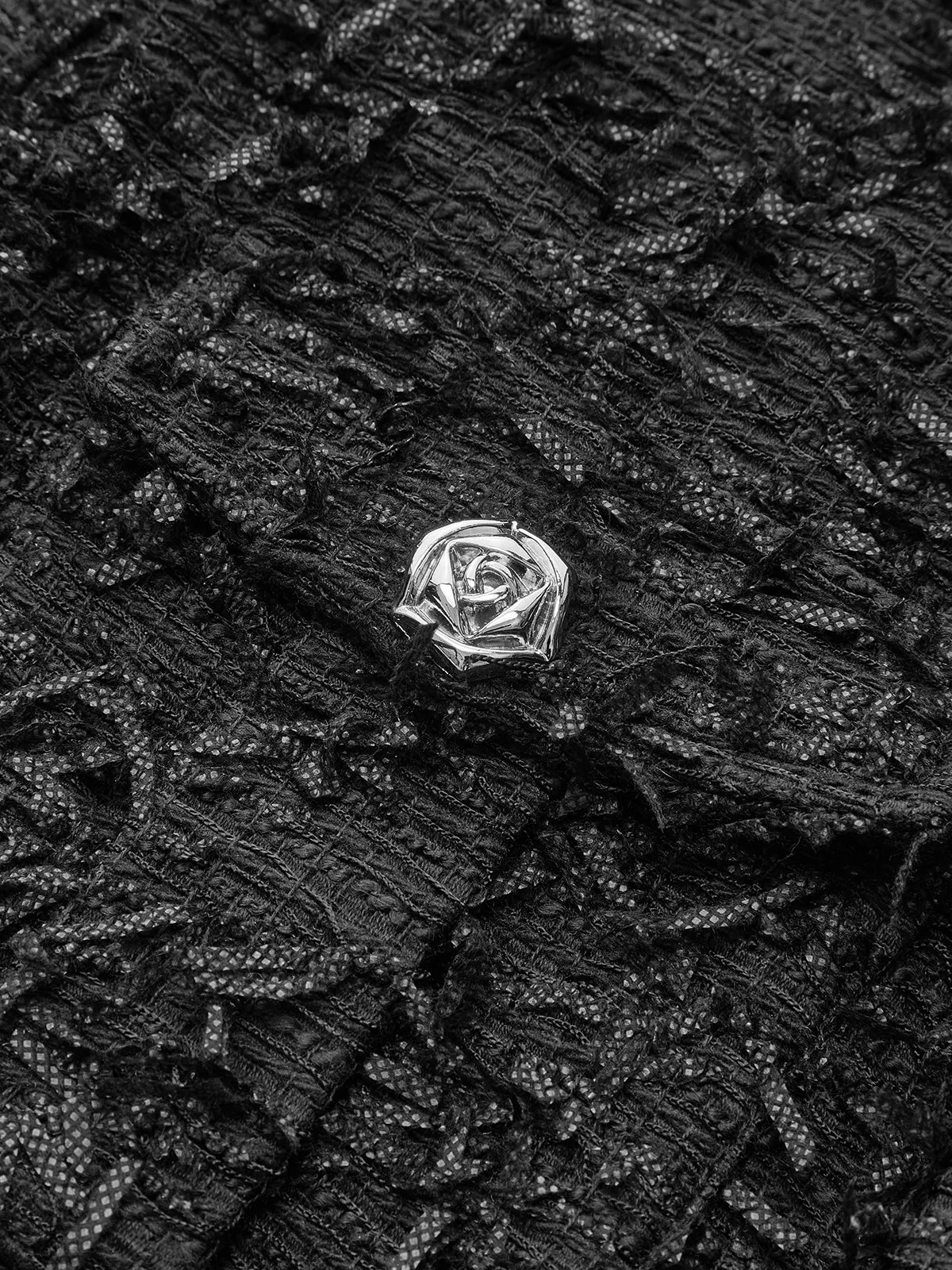 Fringed Tweed Button Sleeveless Vest sold by COMMENSE product image thumbnail 3