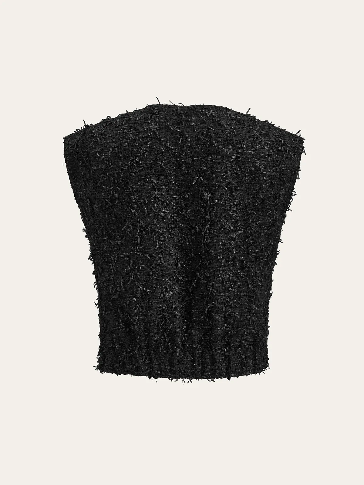 Fringed Tweed Button Sleeveless Vest sold by COMMENSE product image thumbnail 2