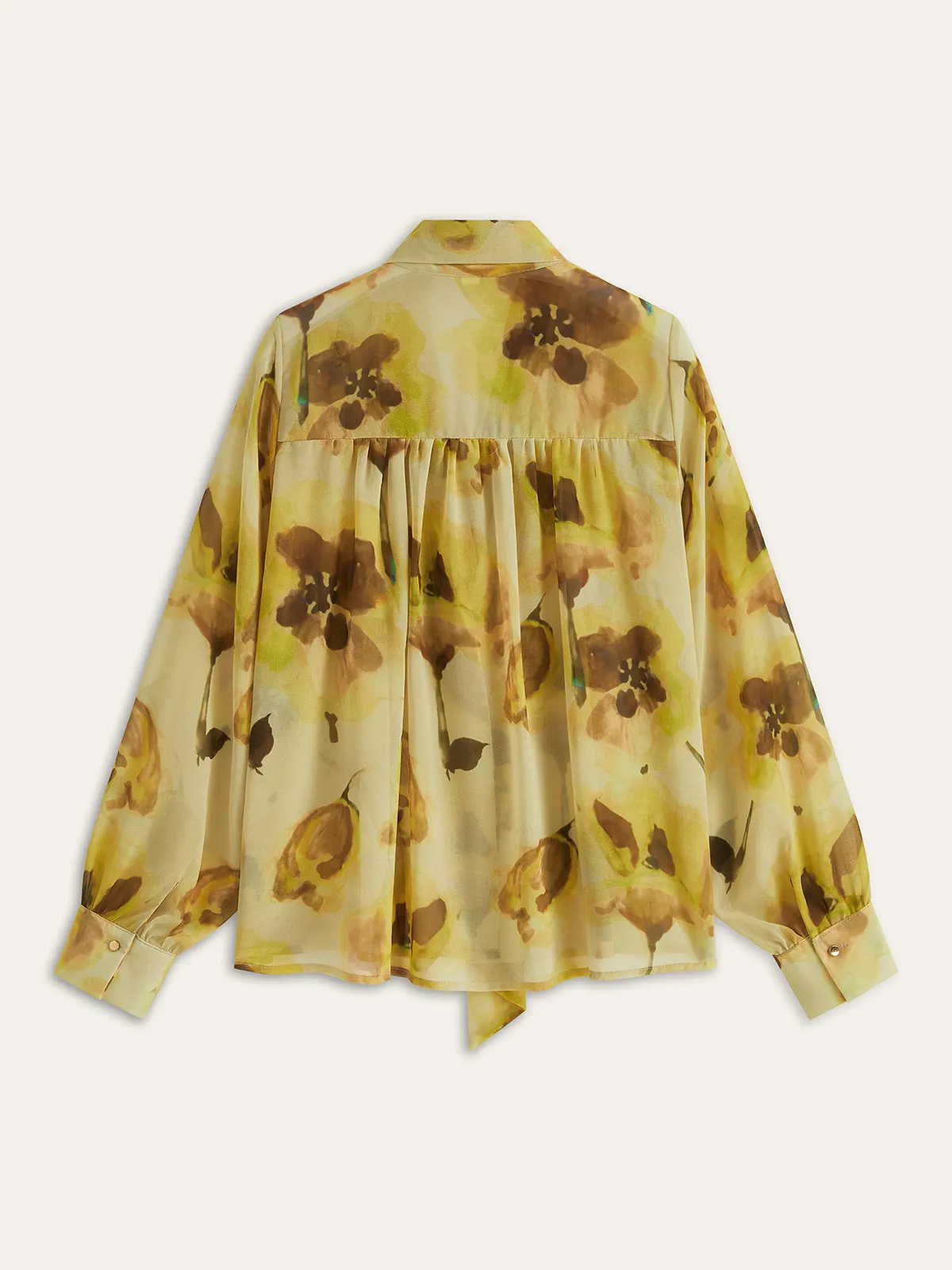 Pleated Floral Print Tie-Front Shirt sold by COMMENSE product image thumbnail 5