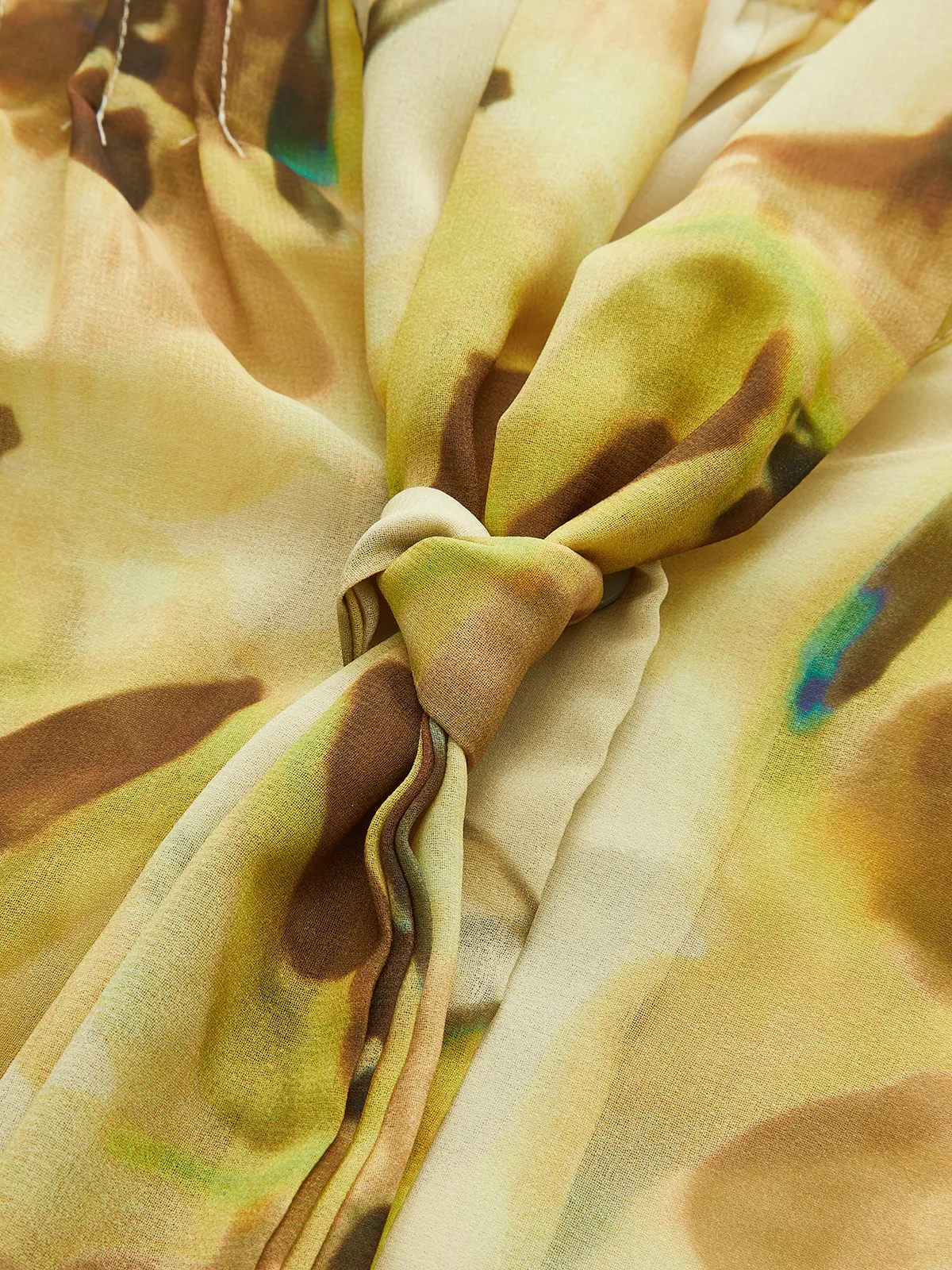 Pleated Floral Print Tie-Front Shirt sold by COMMENSE product image thumbnail 2