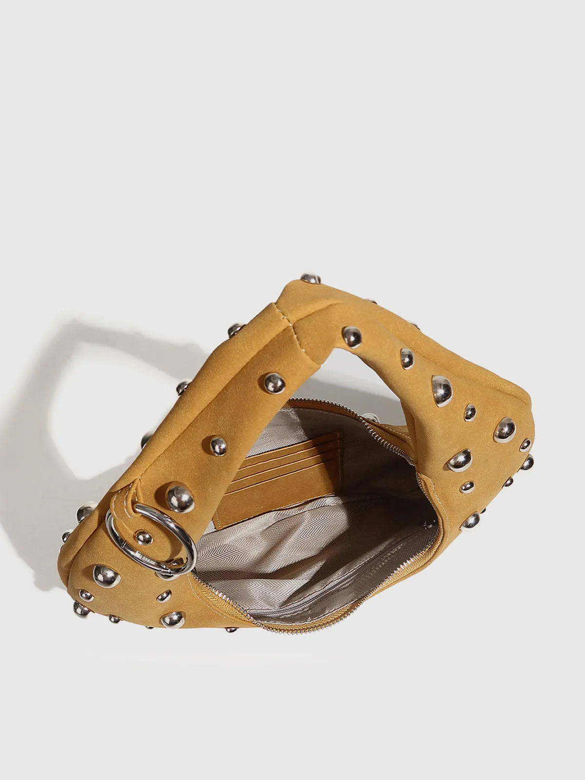 Stud-Embellished Hobo Bag with Zipper Detail sold by COMMENSE product image thumbnail 3