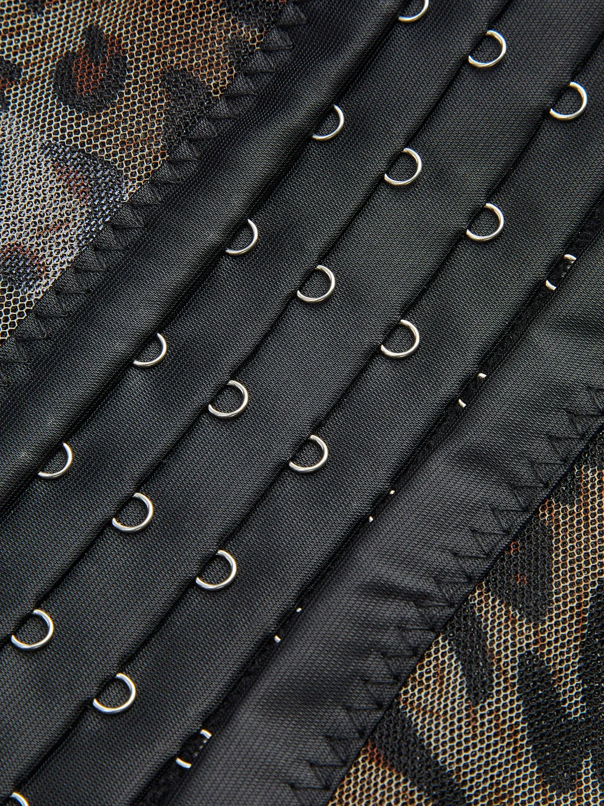 Semi-Sheer Leopard Printed Spaghetti Strap Corset sold by COMMENSE product image thumbnail 4