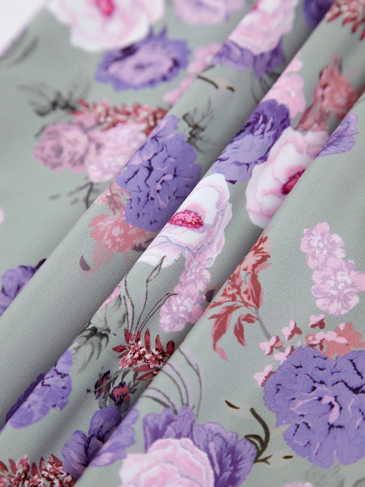 Vintage Floral Slit Midi Dress sold by COMMENSE product image thumbnail 4