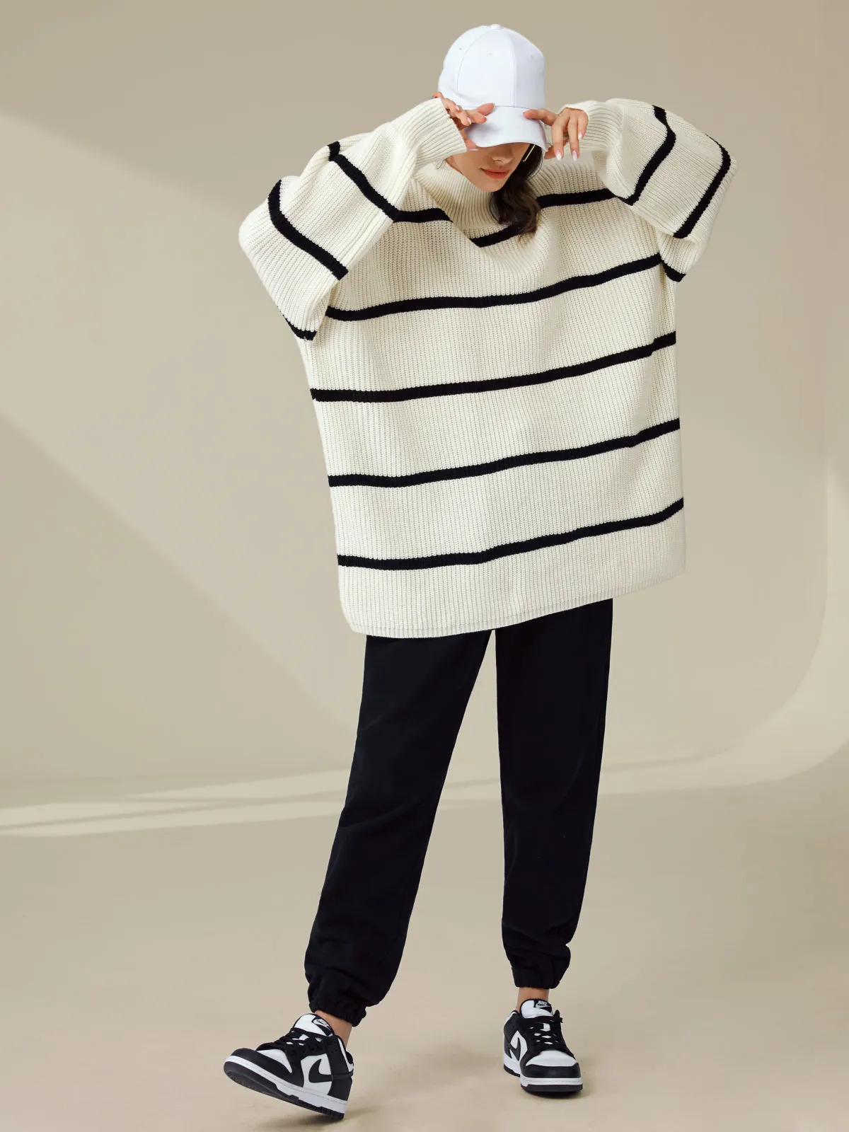 Oversized Ribbed Mockneck Sweater sold by COMMENSE product image thumbnail 4
