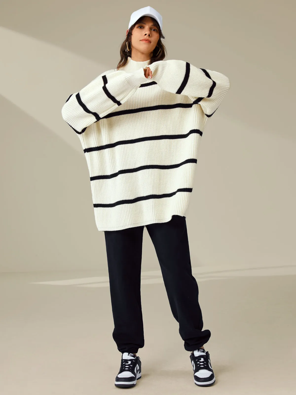Oversized Ribbed Mockneck Sweater sold by COMMENSE