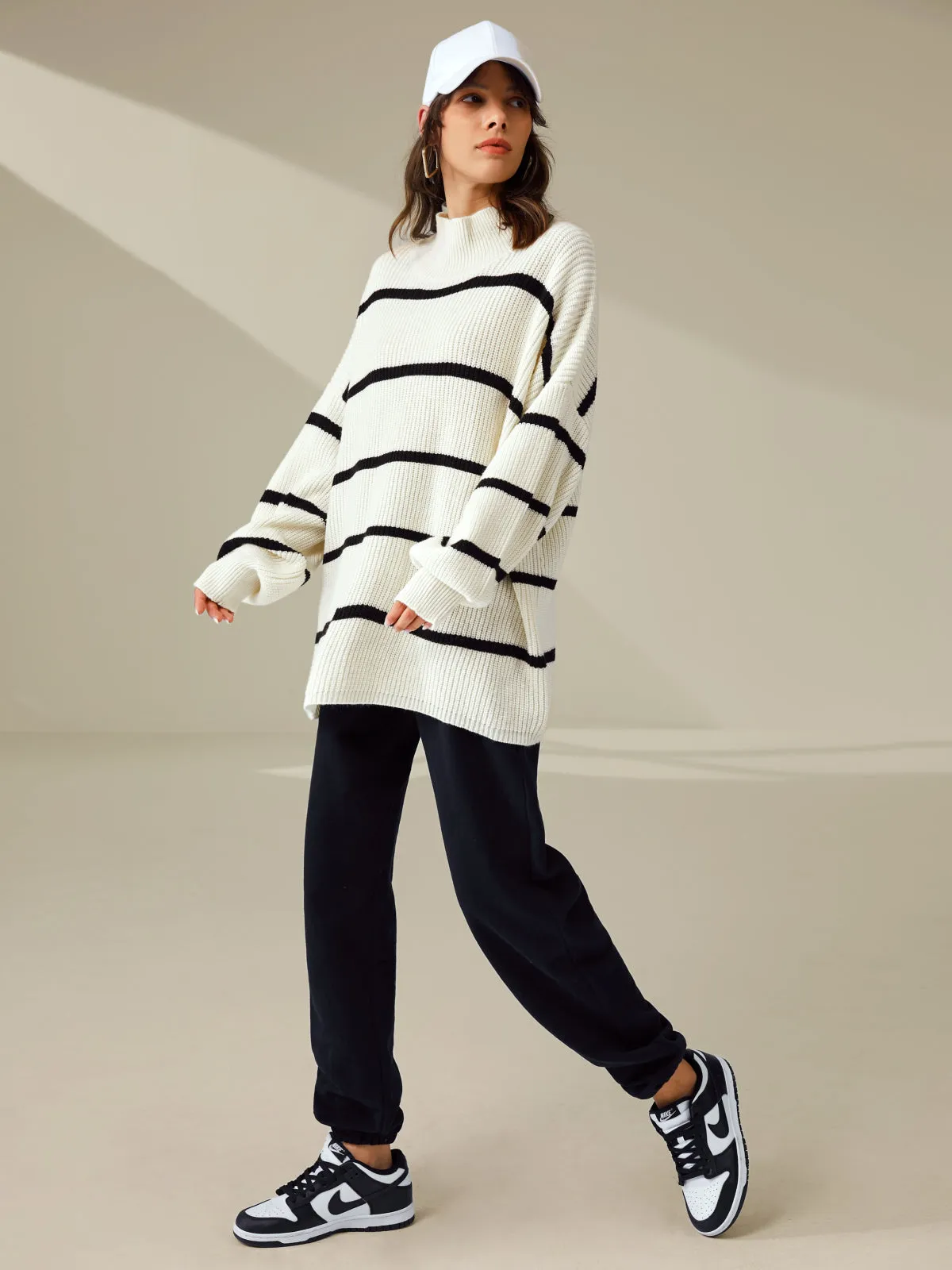 Oversized Ribbed Mockneck Sweater sold by COMMENSE product image thumbnail 3